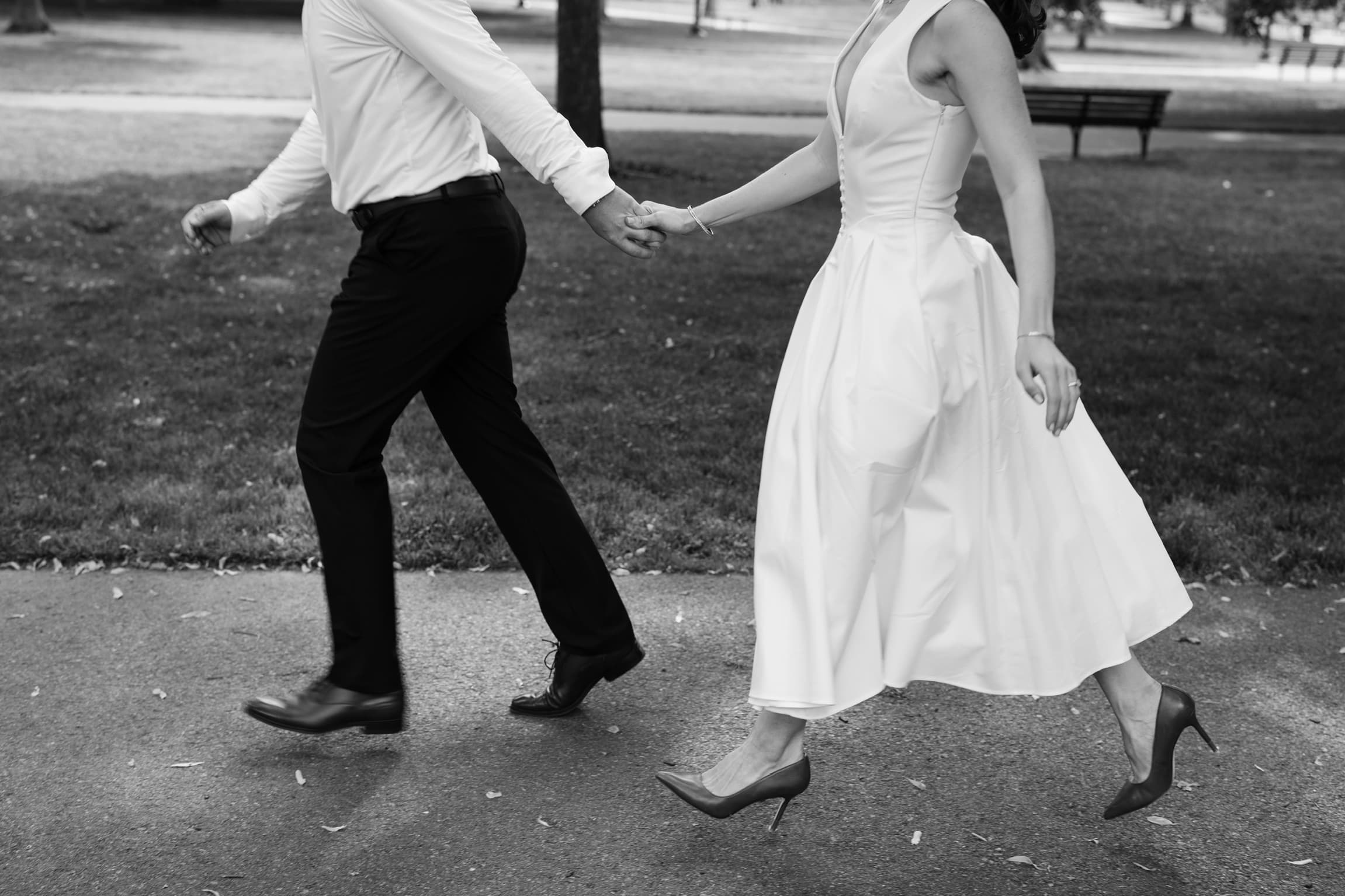 Julia & Zach walking together outdoors